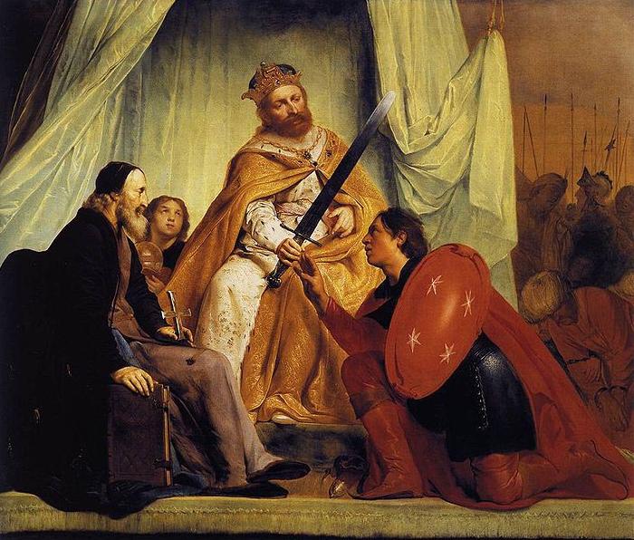 Pieter de Grebber Frederick Barbarossa awards the city of Haarlem with a sword for its shield or coat-of-arms oil painting picture